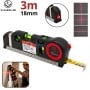 Niveau laser multifonction 4-en-1 laser horizontal vertical, 4 niveau, règle de 15 cm, mètre ruban 3m XIHER-O