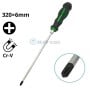 Tournevis cruciforme magnétique avec manche ergonomique noir et vert et lame longueur 320 mm