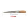 Couteau artisanal avec lame en acier trempé et manche en bois, longueur totale 320 mm