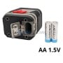 Niveau laser HD PRO avec compartiment ouvert pour piles et deux piles AA 1,5V à côté