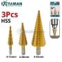 MaBricole | EXTRAMAN | Pour perceuse et visseuse | Jeu de 3 forets conique 4-32mm en acier à haute vitesse HSS EXTRAMAN | HD2521-60