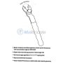 Dessin technique d'une clé universelle ajustable pour meuleuse d'angle avec poignée antidérapante.