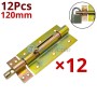 Verrou porte en métal jaune de 120 mm, lot de 12 pièces, avec illustration d'utilisation avec cadenas