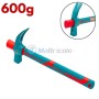 Marteau arrache-clous bleu et rouge avec poignée ergonomique et tête chromée de 600g
