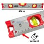MaBricole | HD PRO | Outils de mesure | Niveau tubulaire en aluminium avec trois fioles résistantes aux chocs et UV, précision de 0,1 mm/m avec aimant, gris HD PRO
