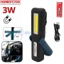 Torche LED rechargeable USB 3W, lampe de travail sans fil 2 modes avec aimant HONEST PRO | YAE4013