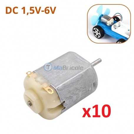 Mini moteur électrique à courant continu DC 1,5V-6V avec axe métallique, lot de 10 pièces.