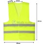 Gilet de travail haute visibilité vert pistache avec deux bandes réfléchissantes horizontales et mesures en centimètres.