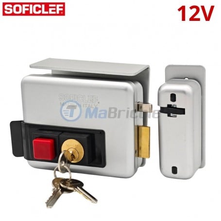 MaBricole | SOFICLEF | Serrures et verrous | Serrure électrique 12v double cylindre à ouverture droite avec support SOFICLEF | 360-D