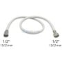 Flexible blanc de 1 mètre avec raccords métalliques 1/2 pouce 15/21 mm aux deux extrémités