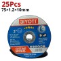 Disque à tronçonner 75*1,2*10mm pour métal, acier inoxydable 25Pcs BIYOTI | BYT-101008