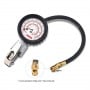 Manomètre avec cadran rond, tube flexible et embout clip pour pneus