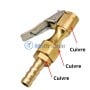 Clip de valve long en cuivre avec levier métallique pour gonflage rapide de pneus.