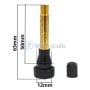 Valve tubeless haute pression en cuivre avec base caoutchouc et bouchon noir, dimensions indiquées
