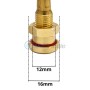 Valve de gonflage coudée en cuivre avec dimensions indiquées 12mm et 16mm