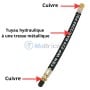 Extension flexible pour valve de pneu avec raccords en cuivre et tube à tresse métallique.