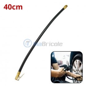 Extension, Clip rallonge de valve flexible pour gonflage des pneus 35 bar, longueur 40cm raccord de 1/4"