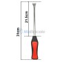 Démonte-pneu manuel avec tige acier et poignée antidérapante rouge et noire, longueur totale 31 cm