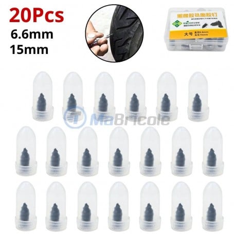 MaBricole | | Autre accessoires | Kite de 20 clous pour la réparation rapide de pneus diamètre 6.6mm, longueur 15mm pour voitures et motos
