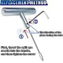 Méthode de remplacement d'une aiguille fendillée sur une poignée en T en acier, avec explications en anglais.