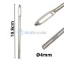Aiguillée fendue en métal de 10,8 cm de longueur et 4 mm de diamètre, avec large chas, pour réparation pneus.