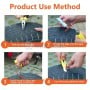 Instructions en quatre étapes pour réparer une crevaison de pneu avec une mèche de réparation.
