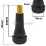 Valve de rechange TR414 en caoutchouc et cuivre, dimensions et détails en gros plan.