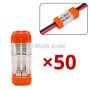 Connecteur électrique rapide transparent avec extrémités orange, lot de 50, pour câbles Ø 1.5 mm max