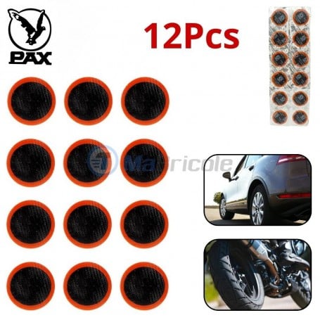 MaBricole | PAX | Autre accessoires | Lot de 12 patchs 32mm , pièces de réparation des crevaisons de chambres à air par vulcanisation à froid PAX