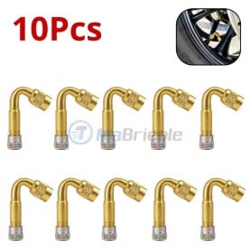 Lot de 10 extensions, rallonges de valve coudées à 45° en cuivre hauteur 35 mm pour faciliter le gonflage des pneus