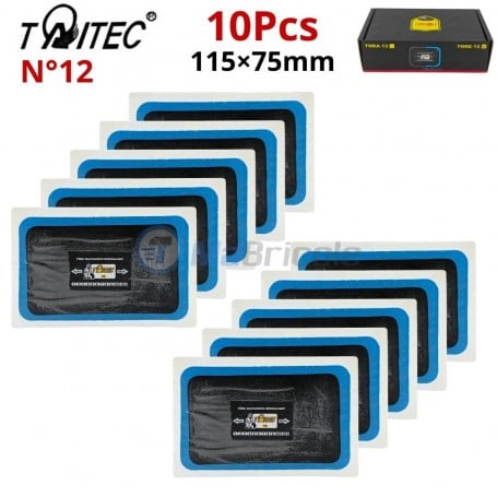 Lot de 10 emplâtres N°12, 115×75mm, pièces de réparation des crevaisons des pneus TAITEC | TNRE-12-10P