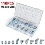 Assortiment de graisseurs mécaniques aux filetages M6 M8 M10, droites et coudées 45° 90° 110PCS avec coffret