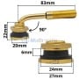 Valve tubeless coudée en cuivre TRJ650-03, embase de fixation jante type TRSP2, pour les pneus de génie civil, engins, agricoles