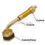 Valve tubeless coudée en cuivre TRJ650-03, embase de fixation jante type TRSP2, pour les pneus de génie civil, engins, agricoles