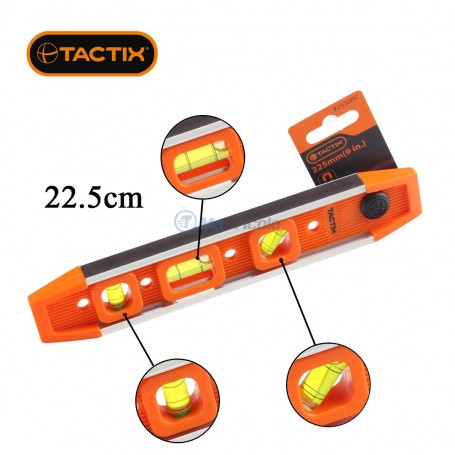 Niveau torpille en aluminium et ABS avec aimant 22.5cm TACTIX | Outils de mesure | MaBricole Algérie