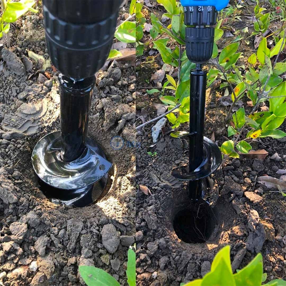 Tarière Jardin 2 Pièces QeeHeng - Ø80mmx300mm Et Ø40mmx220mm, Pour Plantation Facile