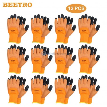 Ensemble de 12 paires de gants de protection Coffee en 40% polystère et 60% latex BEETRO | Protection des mains | MaBricole Algérie