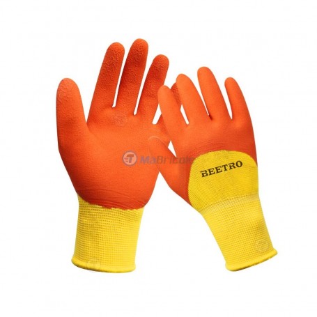 Gants de protection orange en 34% polystère et 66% latex BEETRO | Protection des mains | MaBricole Algérie