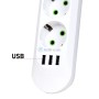 Multiprise avec interrupteur 2m 3 prises de terre 3 USB 2000W MAX WHITE BEETRO | Rallonge et multiprise | MaBricole Algérie