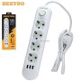 Multiprise avec interrupteur 2m 4 prises de terre 3 USB 2000W MAX WHITE BEETRO | LA345-WHITE | Rallonge et multiprise | MaBricole Algérie