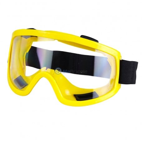 Lunettes de protection transparent anti buée, Anti-poussière étanche, monture Jaune , Bande réglable S-227-100JAUNE