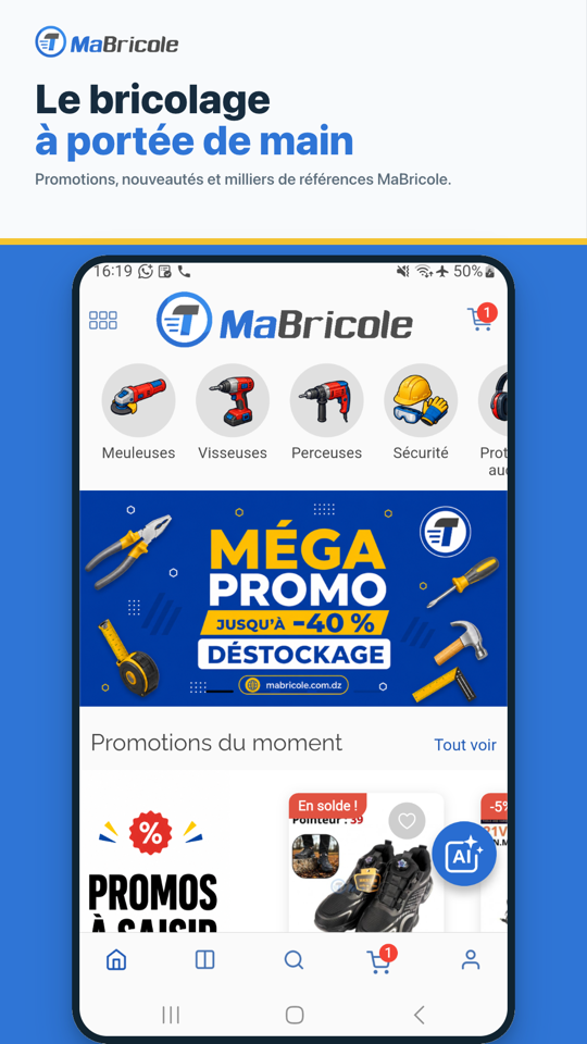 Accueil de l application Mabricole