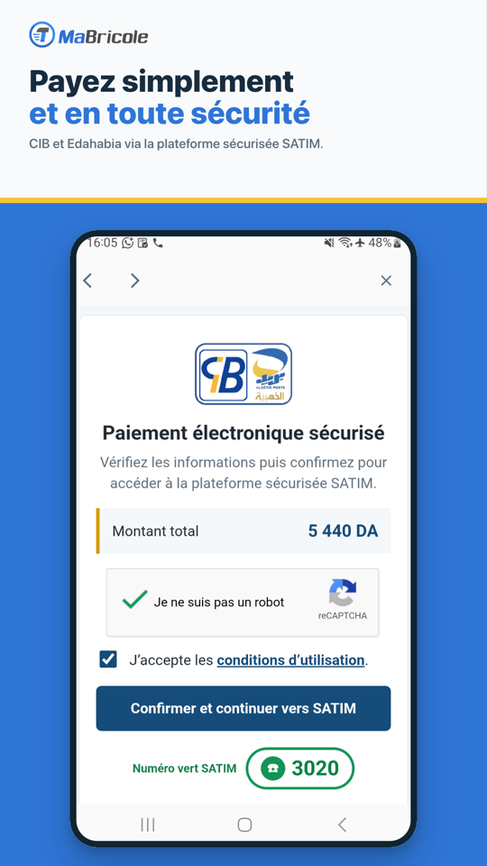 Paiement electronique securise CIB et Edahabia