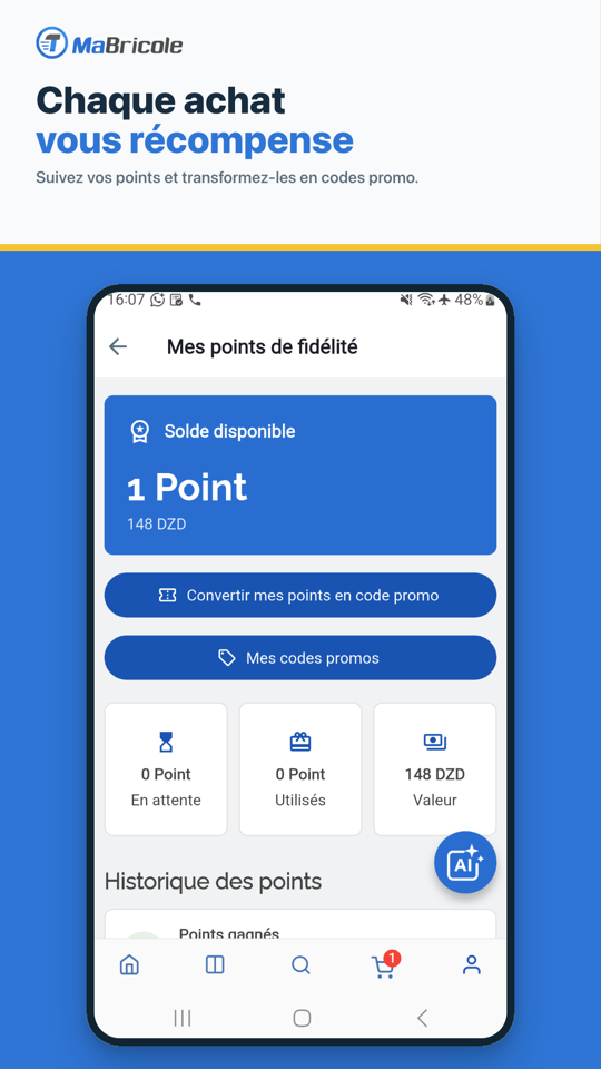 Points de fidelite et recompenses Mabricole